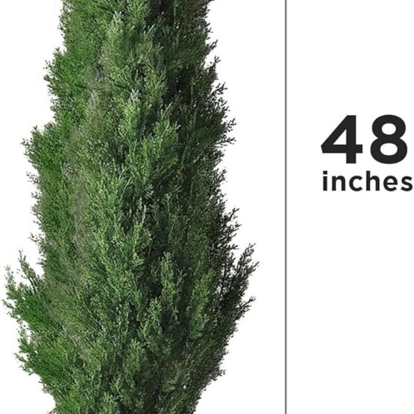 Set of 2 Pre-Potted 4 Feet Faux Cedar Tree, Lifelike UV Protected Front Door Dec - Picture 7 of 7